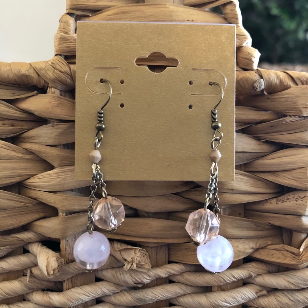 Vintage repurpose glass bead dangle earrings